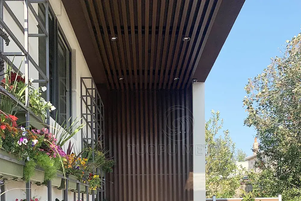 Exterior Aluminum Ceiling Panels - Wood Grain Baffle Ceilings