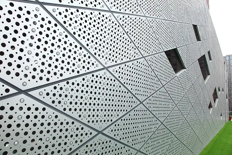 Perforated curtain wall of Chengdu Mahjong Street