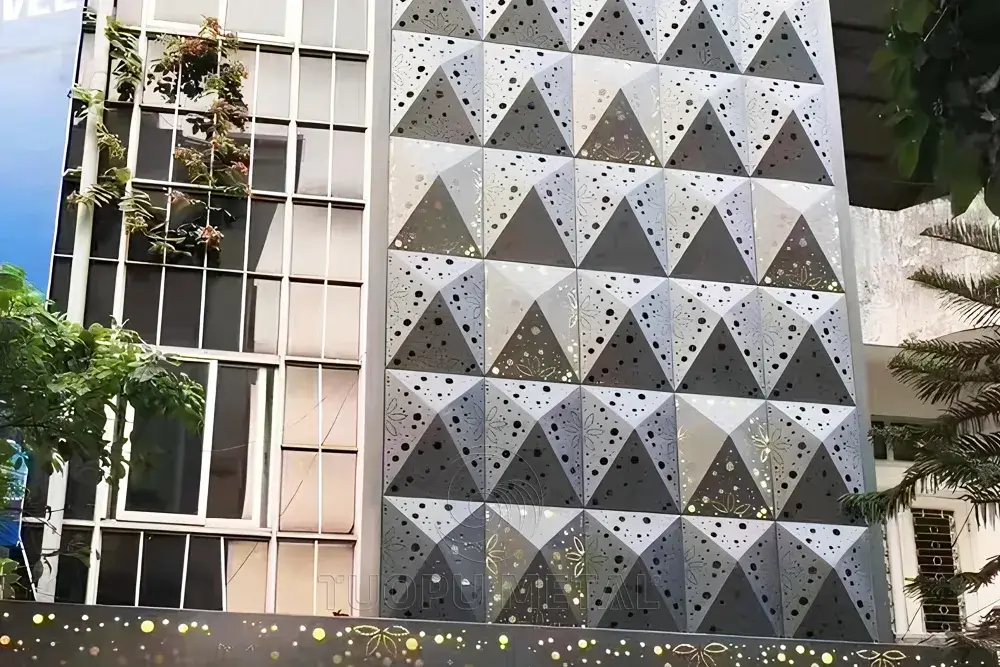 Custom designed aluminum cladding panels after assembly