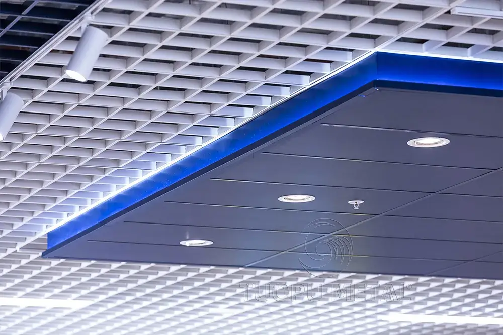 Metal Open Grid Ceiling With Light