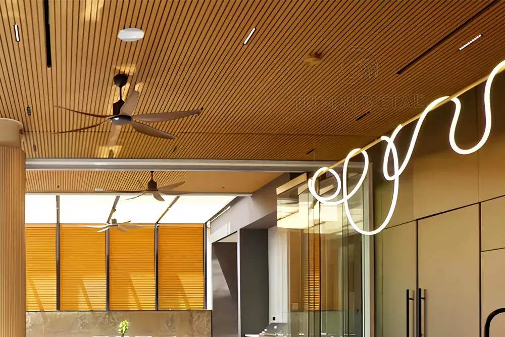 Demonstrating the effect of aluminium strip ceiling in a luxury residence in Malaysia.