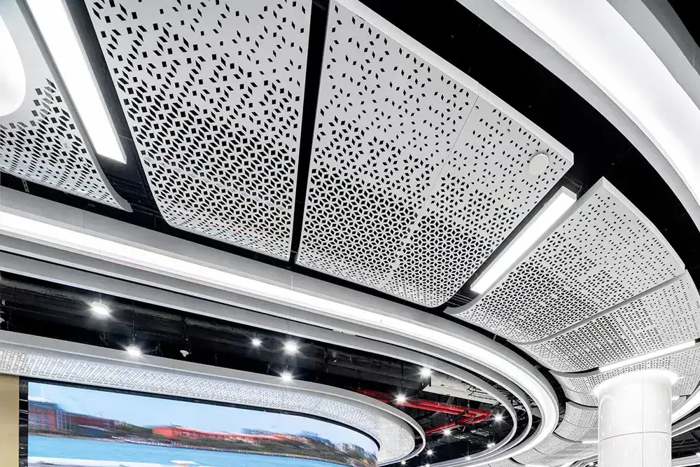 Perforated aluminum drop ceiling applications