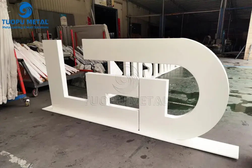 Led distribution's "LED" logo stand after surface treatment